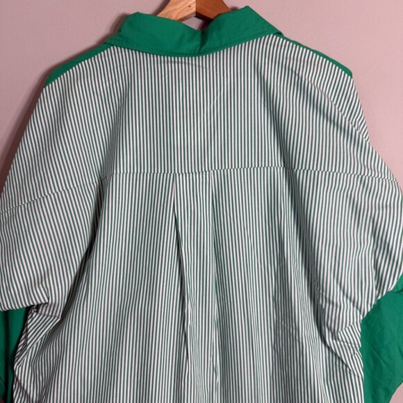 Caryn Lawn Preppy Gameday Back Stripe Mini Shirt Dress Womens One Size Green NWT - Picture 10 of 14